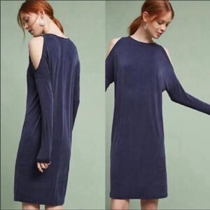 Anthro Eri + Ali Navy Annalyn Cold shoulder Dress
